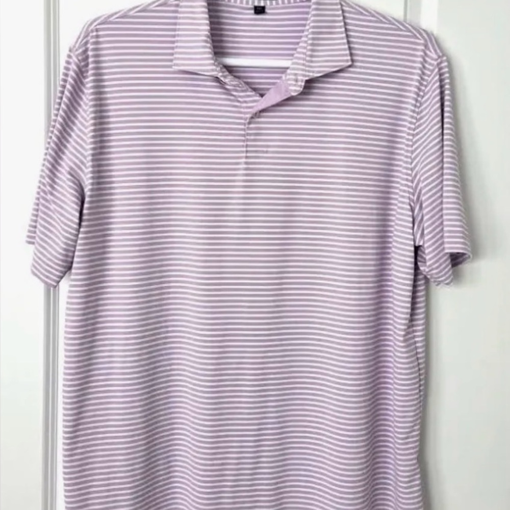 Peter Millar Crown Crafted Polo Shirt Lavender & White Golf Men XL